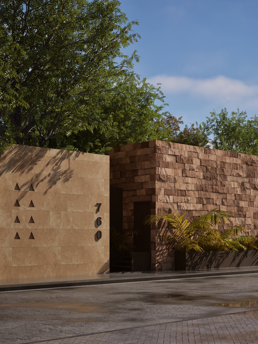 Stone entrance and exterior architecture at Aryan Retreat